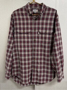 Carhartt Plaid Button Down Shirt Workwear Flannel Style Mens M